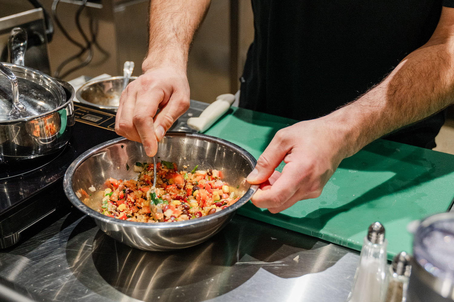 Salad with corn, black beans, chili and lime