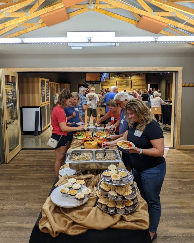 Volunteers process food donations