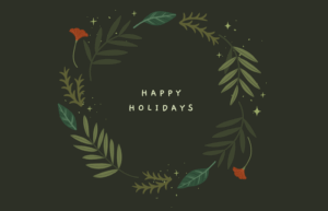 Happy Holidays graphic with wreath illustration