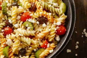 Springtime Pasta Salad in a bowl