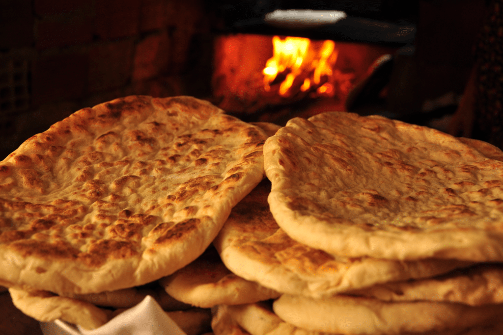 Stacked Homemade Greek pita bread