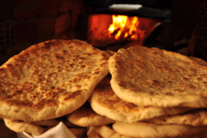 Stacked Homemade Greek pita bread
