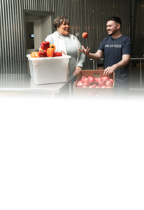 Volunteers sorting apples