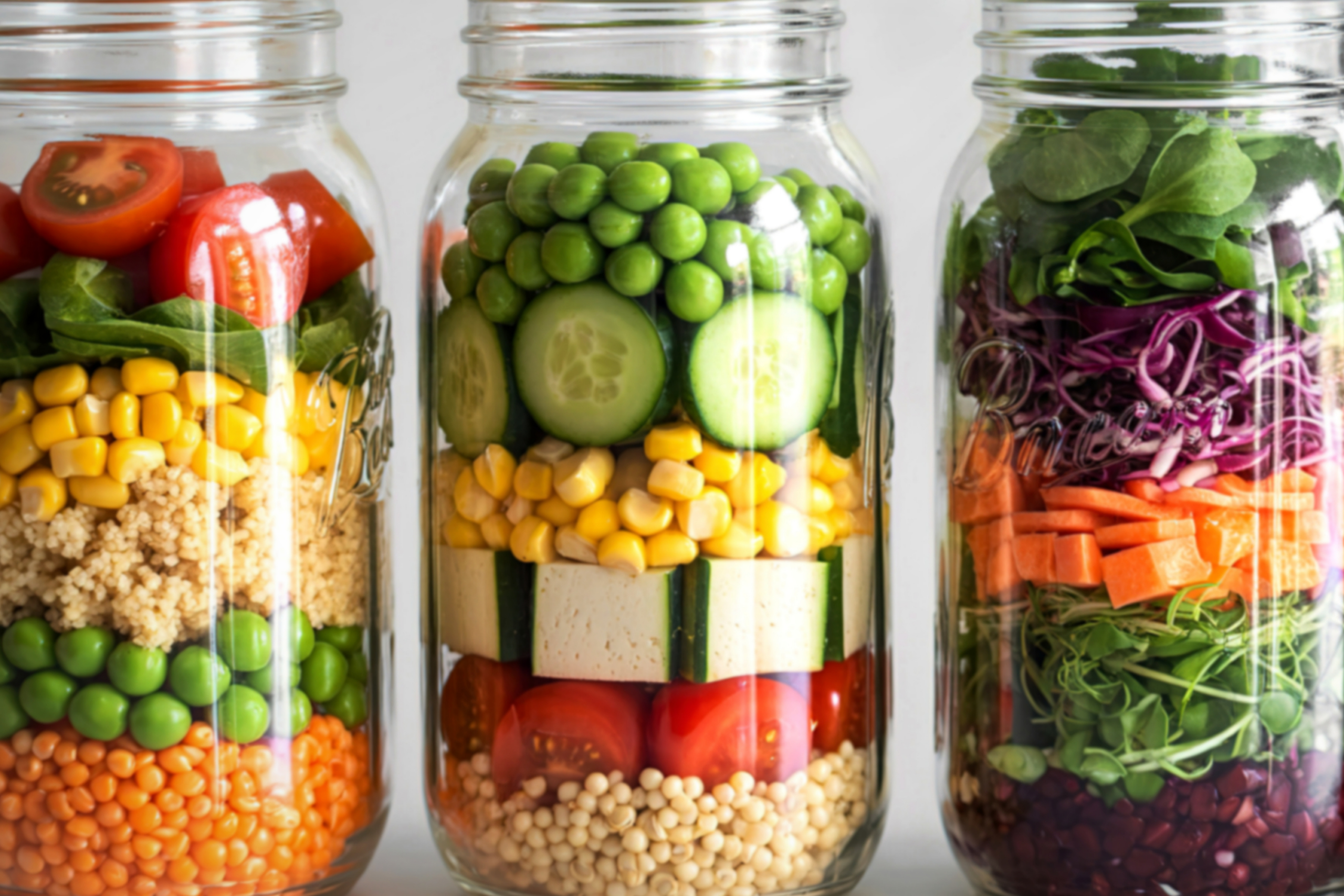 Layered California Rolls in jars